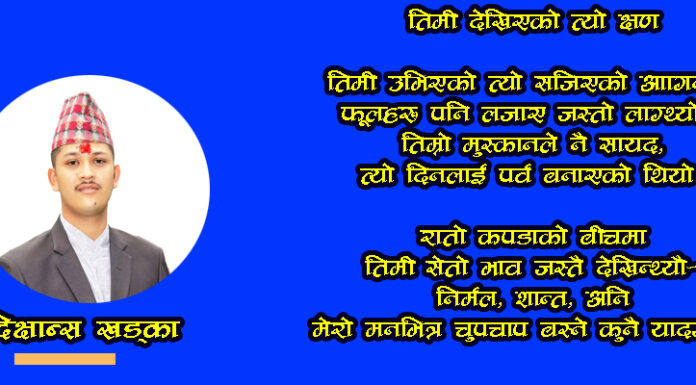 तिमी देखिएको त्यो क्षण:दिक्षान्स खड्का